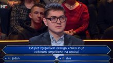 Znate li vi odgovor na ovo: Student u 'Milijunašu' odustao na pitanju za 34.000 eura