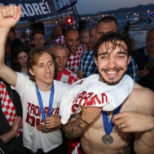 Luka Modrić i Šime Vrsaljko na dočeku u Zadru