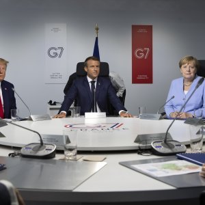 Summit G7, Donald Trump, Emmanuel Macron i Angela Merkel