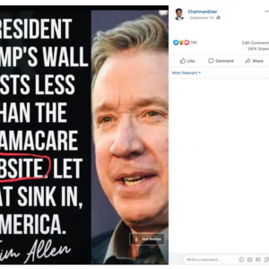 'Tim Allen kaže da podizanje Trumpovog zida košta manje od održavanja internetske stranice ObamaCare'