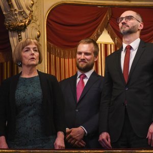 Vesna Pusić, Tomislav Saucha i Joško Klisović