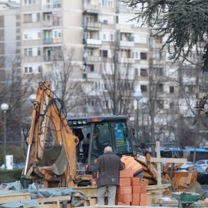 Radovi na izgradnji Spomenika domovini ispred KD Vatroslav Lisinski