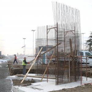 Radovi na izgradnji Spomenika domovini ispred KD Vatroslav Lisinski