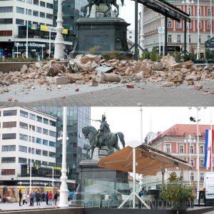 Lokacije Zagreba nakon potresa i danas, nakon tri godine