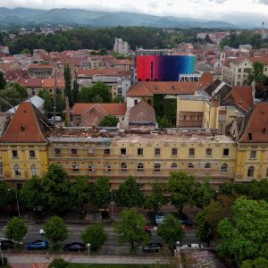 Zagreb: Pogled iz zraka na mjesto gdje se urušio dio zgrade u Klaićevoj ulici