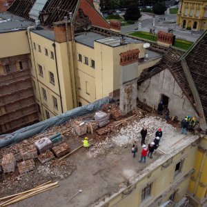 Zagreb: Pogled iz zraka na mjesto gdje se urušio dio zgrade u Klaićevoj ulici