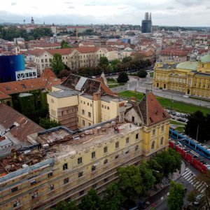 Zagreb: Pogled iz zraka na mjesto gdje se urušio dio zgrade u Klaićevoj ulici