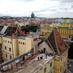 Zagreb: Pogled iz zraka na mjesto gdje se urušio dio zgrade u Klaićevoj ulici