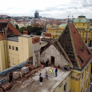 Zagreb: Pogled iz zraka na mjesto gdje se urušio dio zgrade u Klaićevoj ulici