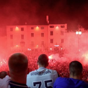 Zadar slavi svoje heroje - doček košarkaša Zadra na Narodnom trgu, 4.6.2023.
