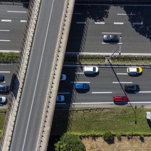 Pogled iz zraka na gužve na naplatnoj postaji Lučko