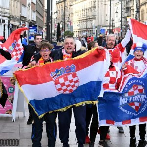 Cardiff, 15.10.2023 - Nogomet: Hrvatski navijači pred utakmicu Wales - Hrvatska