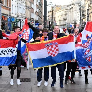 Cardiff, 15.10.2023 - Nogomet: Hrvatski navijači pred utakmicu Wales - Hrvatska