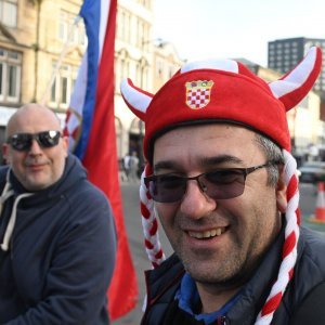 Cardiff, 15.10.2023 - Nogomet: Hrvatski navijači pred utakmicu Wales - Hrvatska