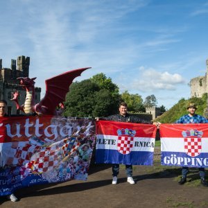 Cardiff, 15.10.2023 - Nogomet: Hrvatski navijači pred utakmicu Wales - Hrvatska