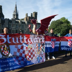 Cardiff, 15.10.2023 - Nogomet: Hrvatski navijači pred utakmicu Wales - Hrvatska