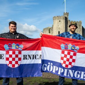 Cardiff, 15.10.2023 - Nogomet: Hrvatski navijači pred utakmicu Wales - Hrvatska