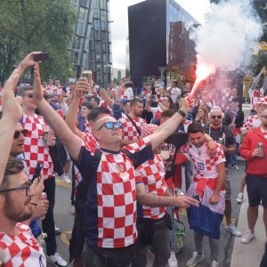 Hamburg: Hrvatski i albanski navijači uoči susreta 2. kola Eura: Hrvatska - Albanija, 19.6.2024.