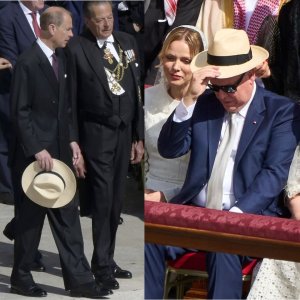 Prinčevi Edward i Albert sa šeširom, šeik sa kišobranom