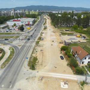 Radovi u Sarajevskoj ulici u Zagrebu snimljeni iz zraka