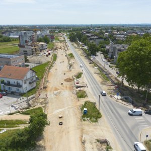 Radovi u Sarajevskoj ulici u Zagrebu snimljeni iz zraka