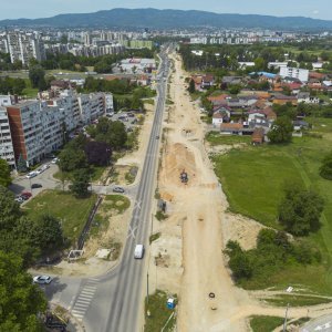Radovi u Sarajevskoj ulici u Zagrebu snimljeni iz zraka