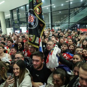 Doček rukometaša u Zračnoj luci Franjo Tuđman