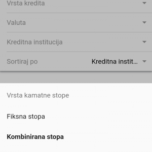 3. Moguće je obrati više kriterija, poput vrste kredita ili u ovom slučaju vrste kamate