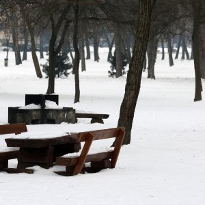 Zimska idila uz zaleđeno jezero Bundek