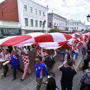 Navijači u gradu prije utakmice Hrvatska - Argentina