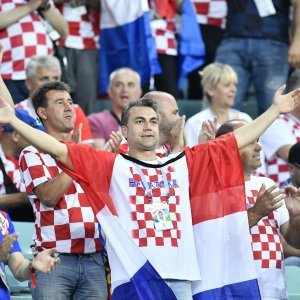 Hrvatski navijači na stadionu u Sočiju