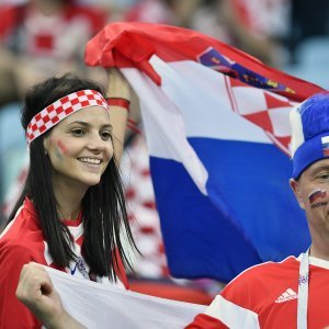 Hrvatski navijači na stadionu u Sočiju