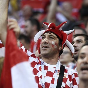 Hrvatski navijači na tribinama stadiona Lužnjiki