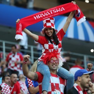 Navijači na stadionu Lužnjiki, Hrvatska - Engleska