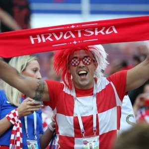 Navijači na stadionu Lužnjiki, Hrvatska - Engleska