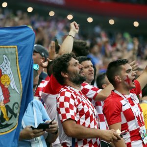 Navijači na stadionu Lužnjiki, Hrvatska - Engleska