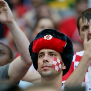 Navijači na stadionu Lužnjiki, Hrvatska - Engleska