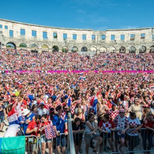 Arena u Puli tijekom finalne utakmice SP-a Hrvatska - Francuska