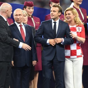 Gianni Infantino, Vladimir Putin, Emmanuel Macron i Kolinda Grabar Kitarović