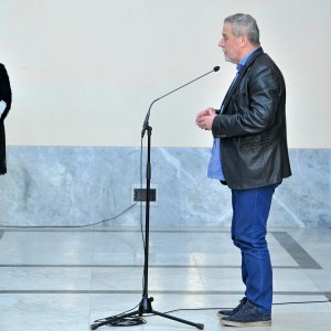 Zagrebački gradonačelnik Milan Bandić na komemoraciji za košarkaškog trenera Boška Božića Pepsija