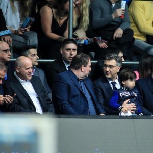 Premijer Andrej Plenković sa sinom s tribina pratio utakmicu Mađarska - Hrvatska