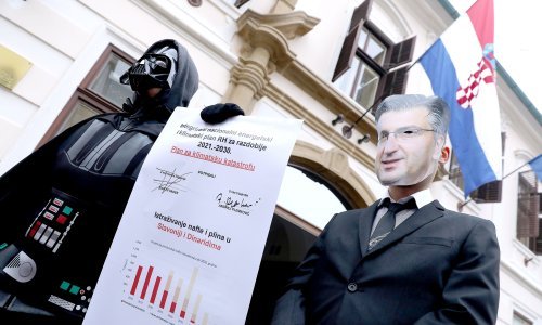 Performans Greenpeacea i Zelene akcije: Darth Vader odveo premijera i Hrvatsku 'na mračnu stranu'