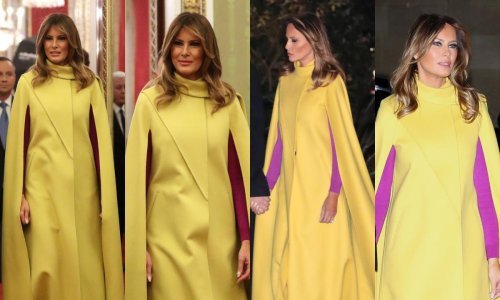 Ne štedi na odjeći: Melania Trump za susret s kraljicom odabrala žutu pelerinu od 37.000 kuna