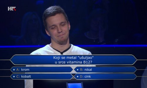 Student Pavao Banić nije uspio osvojiti milijun kuna, poslušao je publiku i pogriješio