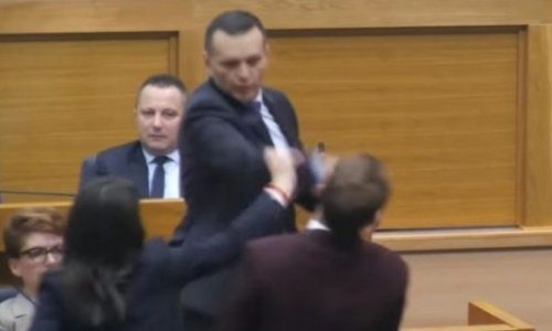 [VIDEO] Fajt u parlamentu: Ministar unutarnjih poslova ošamario zastupnika, nazvao ga majmunom