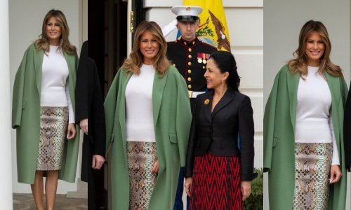 Ovim je izdanjem uspjela nadmašiti samu sebe: Melania Trump Bijelom kućom prošetala u suknji od 53 tisuće kuna