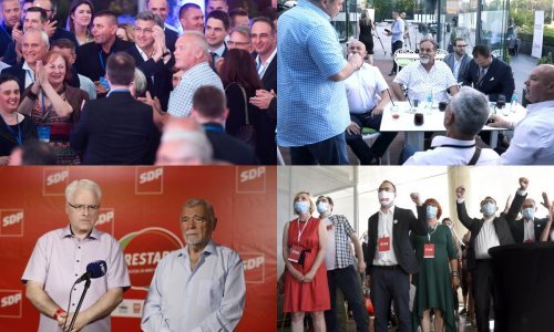 [FOTO] U stožerima stranaka koronavirus kao da više ne postoji, masku na licu nema ni Joža Manolić, grli se i pleše