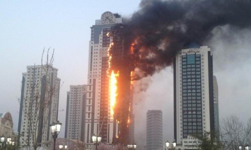 Zapalio se najviši neboder u Čečeniji