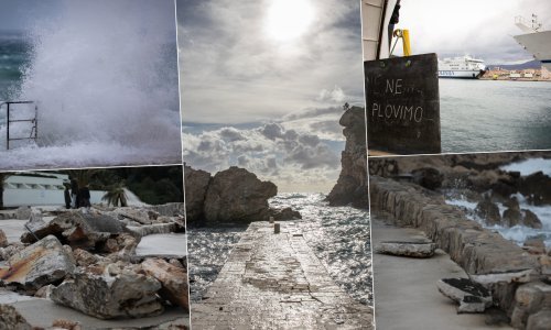 [VIDEO/FOTO] Jugo i obilna kiša stvorili kaos na Jadranu: Plima poplavila rive u Puli i Rovinju, plivaju i dijelovi Šibenika, Omiša...