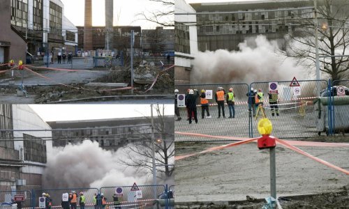 [VIDEO, FOTO] Srušena dva velika dimnjaka u sisačkoj željezari, evo kako je to izgledalo